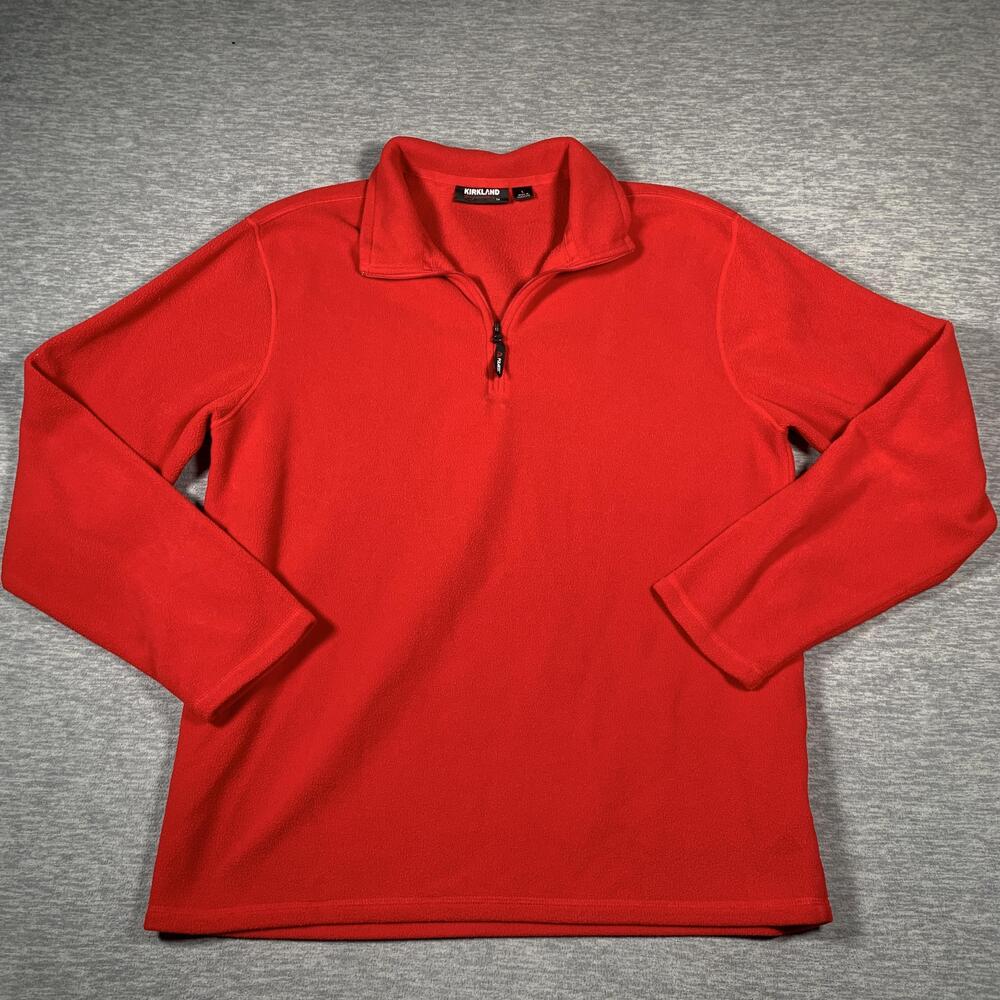 Kirkland Signature Sweater Mens Large Red Half Zip Polartec Fleece Pullover